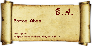 Boros Absa névjegykártya